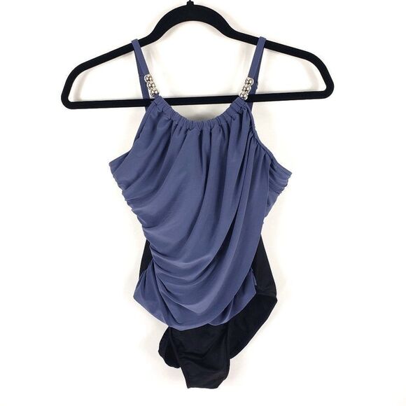 Magicsuit By Miraclesuit Lisa One-Piece
Swimsuit Grey Black Size 16 - Picture 3 of 11